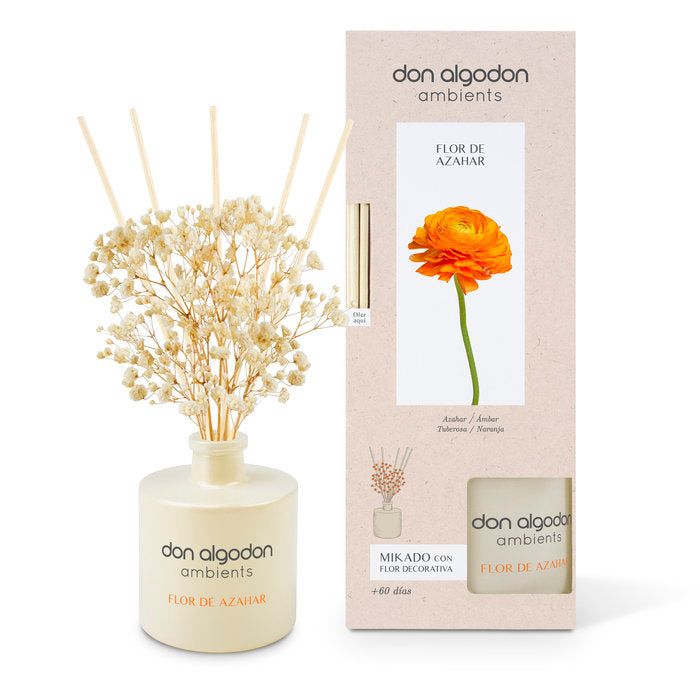 MIKADO CON FLOR DECORACION DON ALGODON AZAHAR 60ML | DON ALGODON | 1 UNIDAD | 8436559714341 Imagen principal del producto