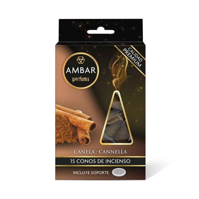 CONOS INCIENSO CANELA 15UDS + SOPORTE | AMBAR | ENVASE 12 UDS. UNIDAD | 28436559714710 Imagen principal del producto