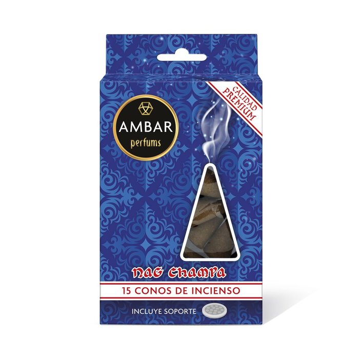 CONOS INCIENSO NAG CHAMPA 15UDS + SOPORTE | AMBAR | ENVASE 12 UDS. UNIDAD | 28436559714741