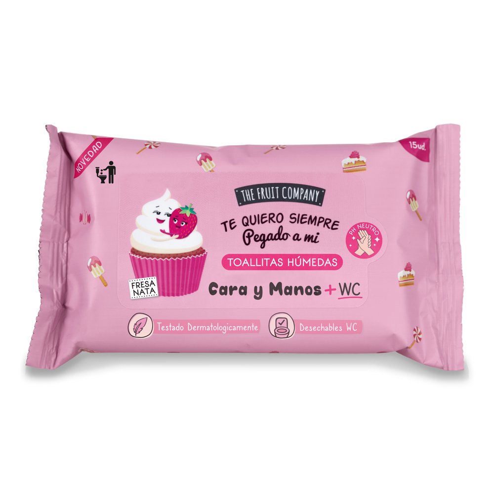 Toallitas Fresa Nata Manos Cara y Wc 15 Uds THE FRUIT COMPANY