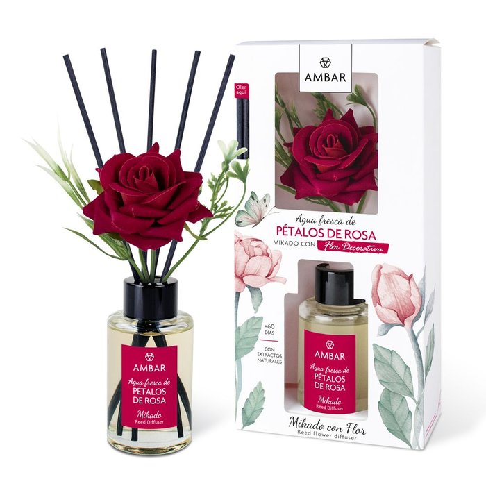 MIKADO AGUA FRESCA PETALOS ROSA FLORES DECORATIVAS 75ML | AMBAR | 1 UNIDAD | 8436559716222 Imagen principal del producto
