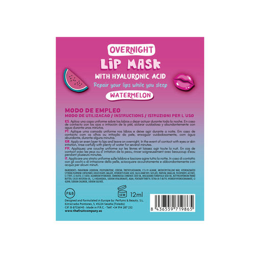 Mascarilla labial noche sandía ácido hialurónico, pack 8 uds