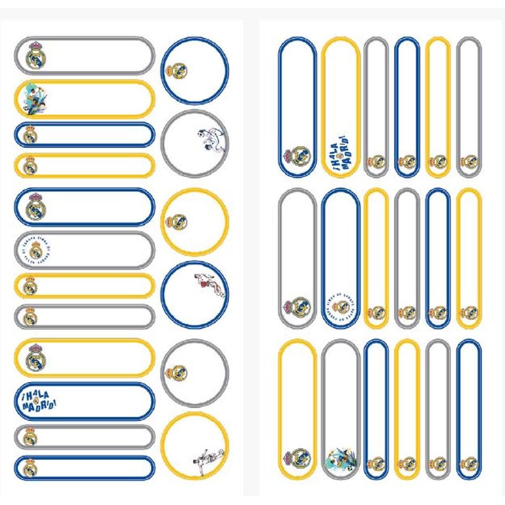 Blister 36 Etiquetas Adhesivas Laminadas Real Madrid Marca Mine