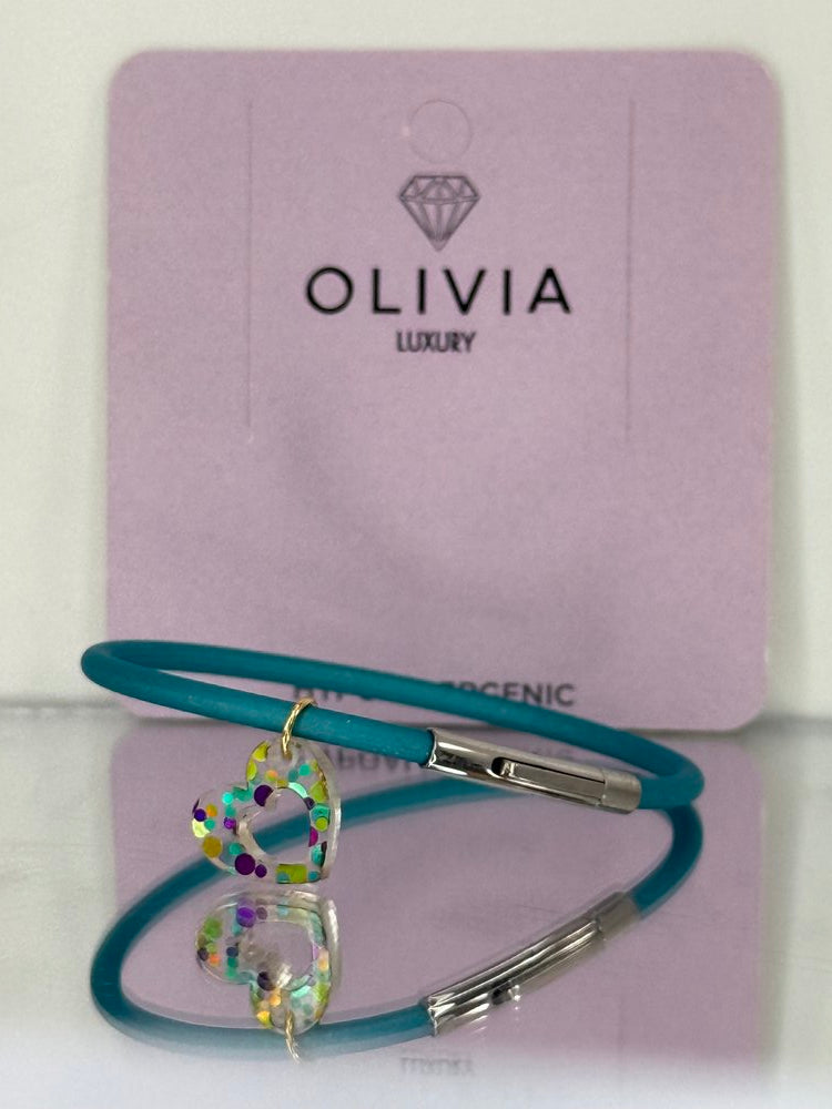 PULSERA FANTASY TURQUESA CORAZON ADAPTABLE CON CHARMS | OLIVIA LUXURY | 1 UNIDAD | 8436589360013 Imagen principal del producto