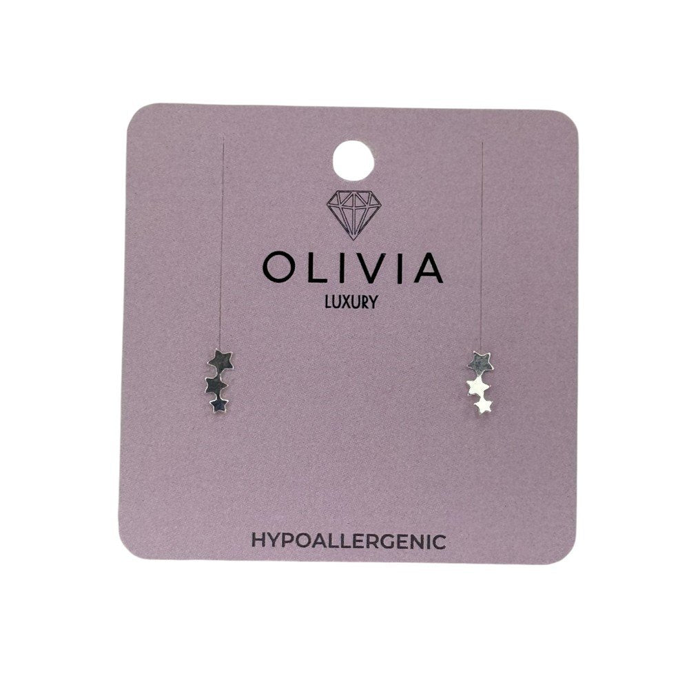 PENDIENTES ESTRELLAS HIPOALERGENICO BAÑADOS EN PLATA DE LEY | OLIVIA LUXURY | 1 UNIDAD | 8436589362857 Imagen principal del producto