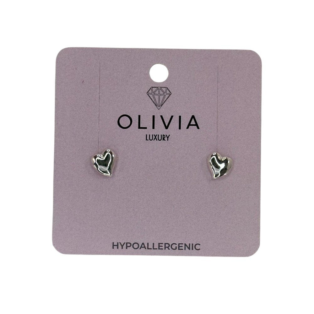 PENDIENTES CORAZON HIPOALERGENICO BAÑADOS EN PLATA DE LEY | OLIVIA LUXURY | 1 UNIDAD | 8436589362888 Imagen principal del producto