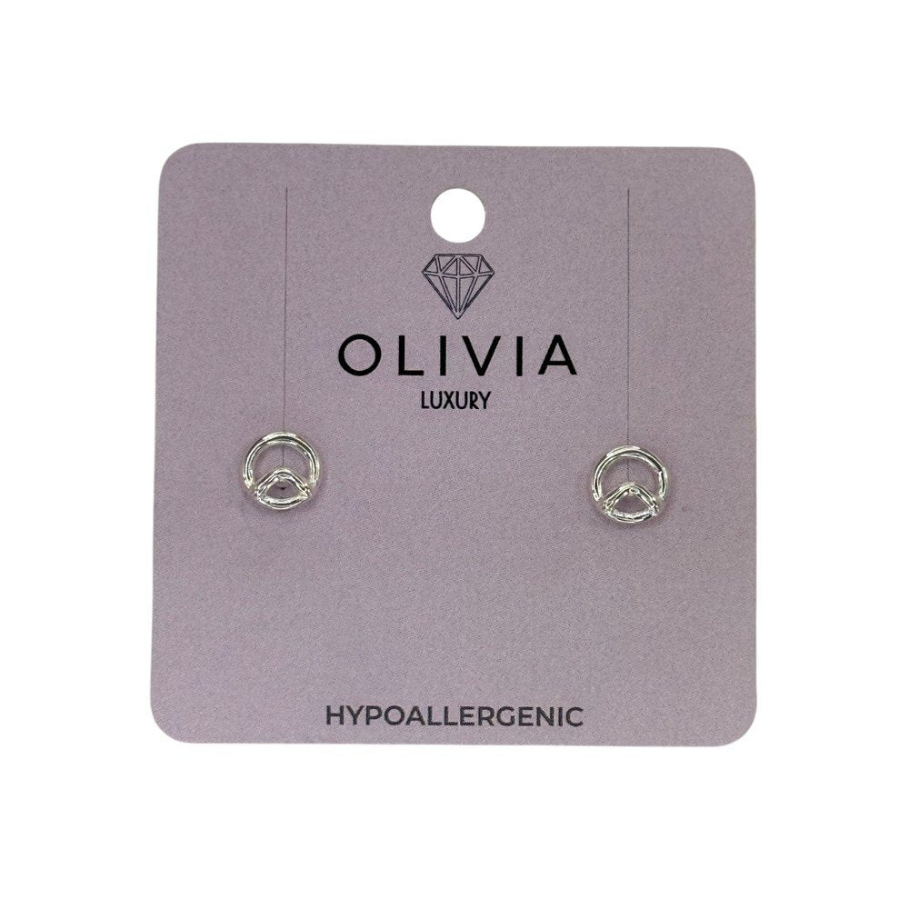 Pendientes universal hipoalergénico bañados en plata de ley Olivia Luxury Imagen principal del producto