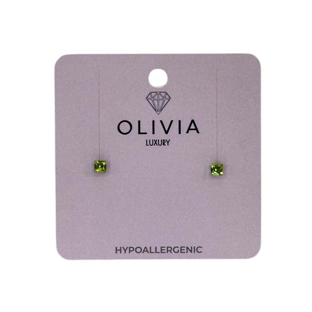 Pendientes cuadrados hipoalergénicos Cittrus Green Olivia Luxury Imagen principal del producto