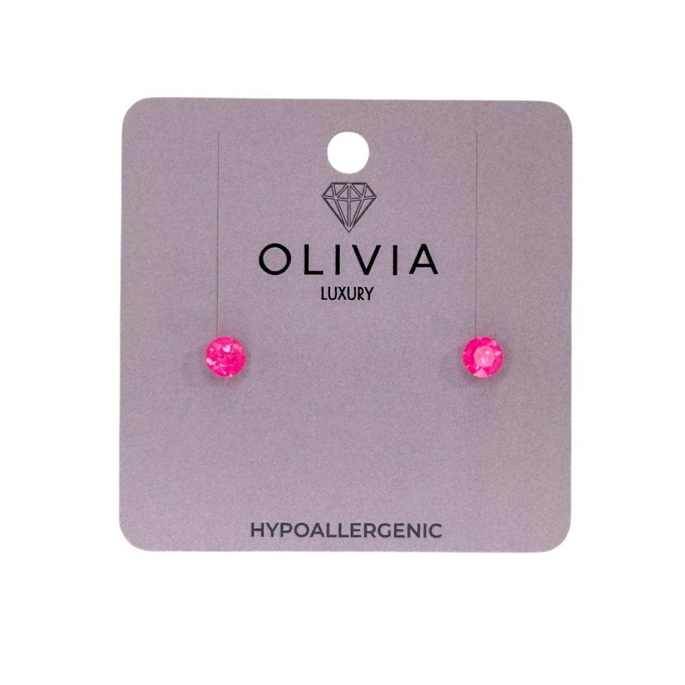 Pendientes Chaton 6 Hipoalergénico con Cristal Pink Laquer Olivia Luxury