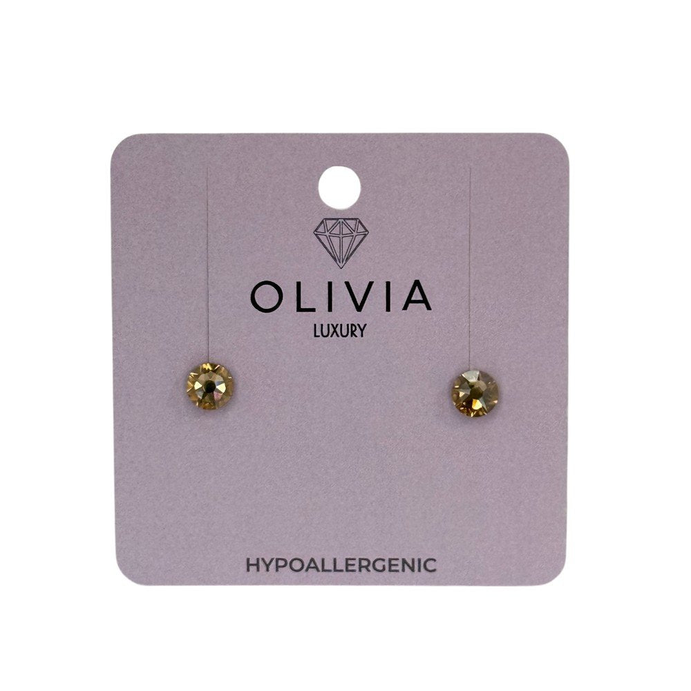 Pendientes Chaton 7 Hipoalergénico con Crystal Gold Olivia Luxury