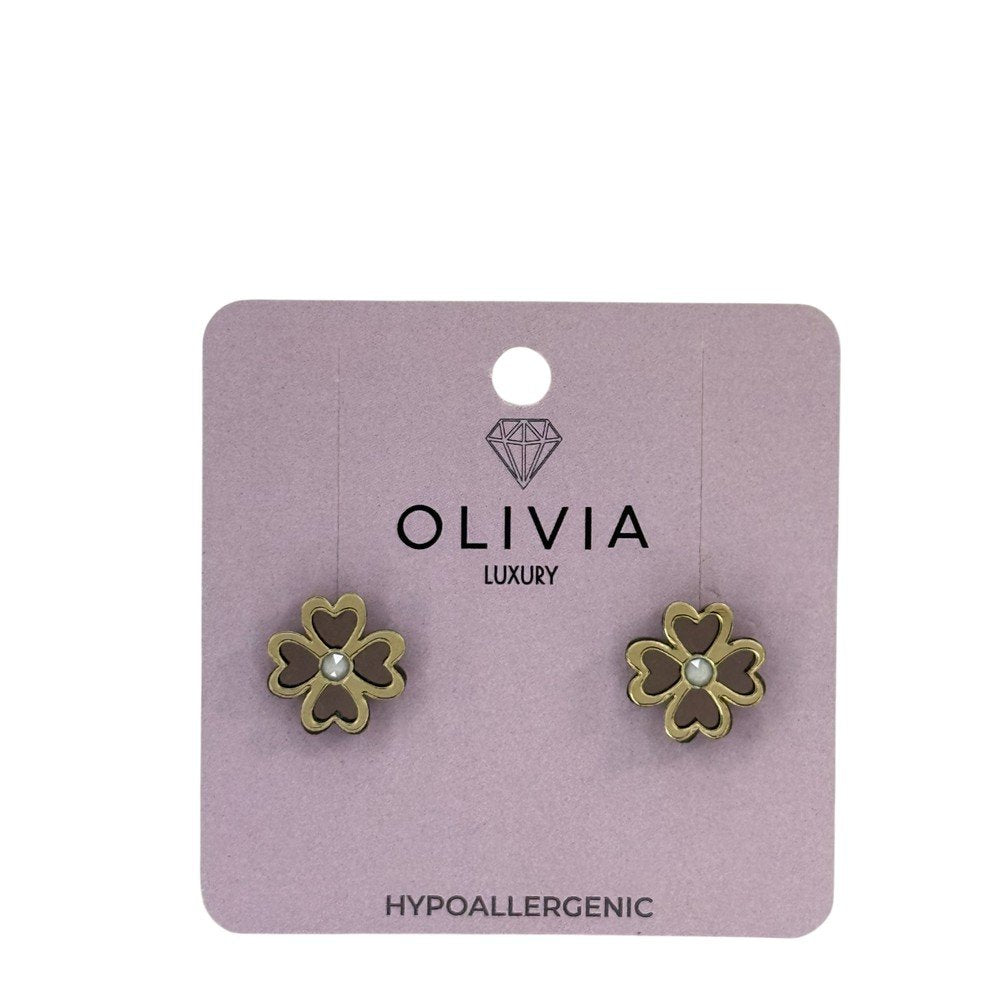 PENDIENTES TREBOL HIPOALERGENICO OCRE | OLIVIA LUXURY | 1 UNIDAD | 8436589362970 Imagen principal del producto