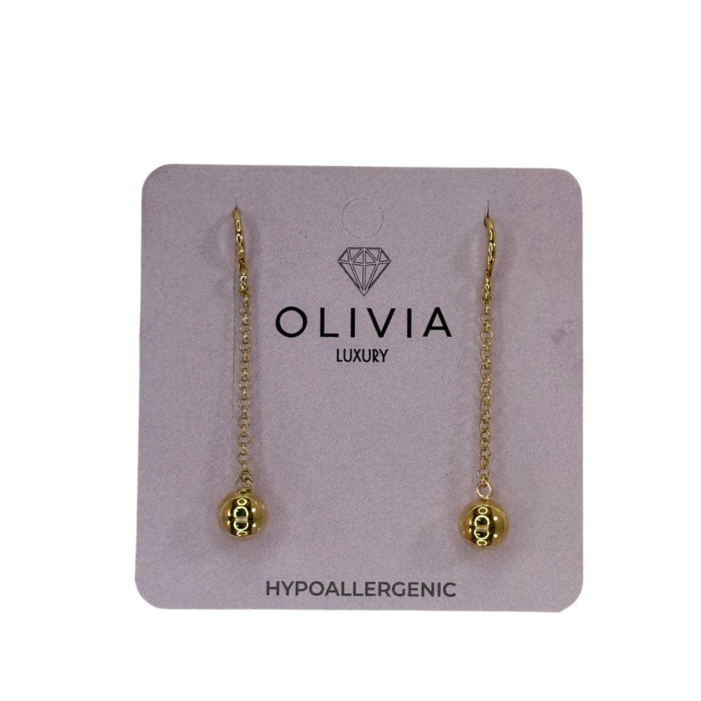 PENDIENTES BOLA CADENA HIPOALERGENICO BAÑADO EN ORO 24 K | OLIVIA LUXURY | 1 UNIDAD | 8436589367418 Imagen principal del producto