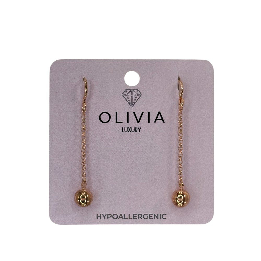 PENDIENTES BOLA CADENA HIPOALERGENICO BAÑADO ORO ROSADO 24K | OLIVIA LUXURY | 1 UNIDAD | 8436589367425 Imagen principal del producto