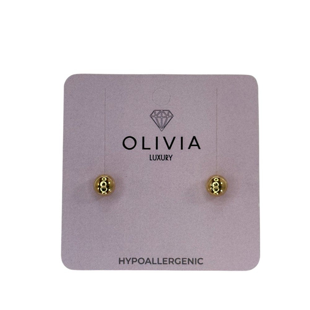 Pendientes Bola Hipoalergénicos Bañados en Oro 24 K Olivia Luxury
