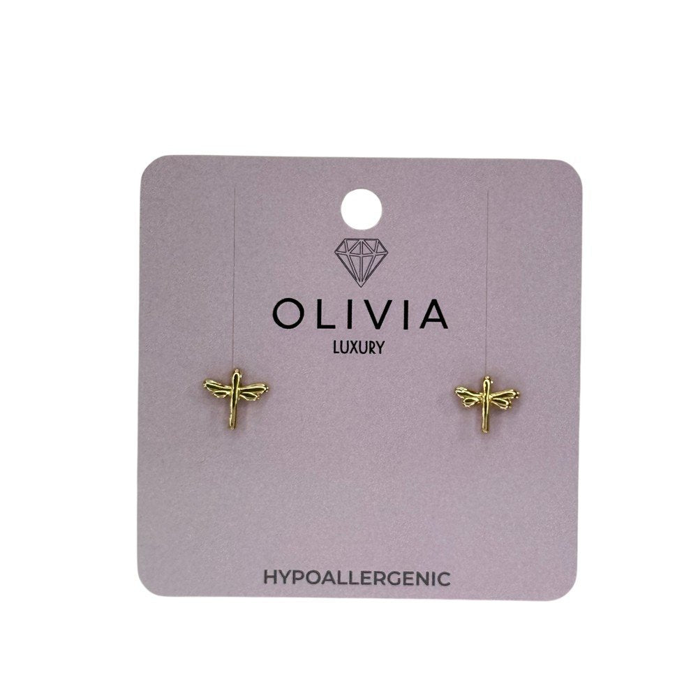 Pendientes Libelula Hipoalergenico Bañado en Oro 24 K Olivia Luxury Imagen principal del producto