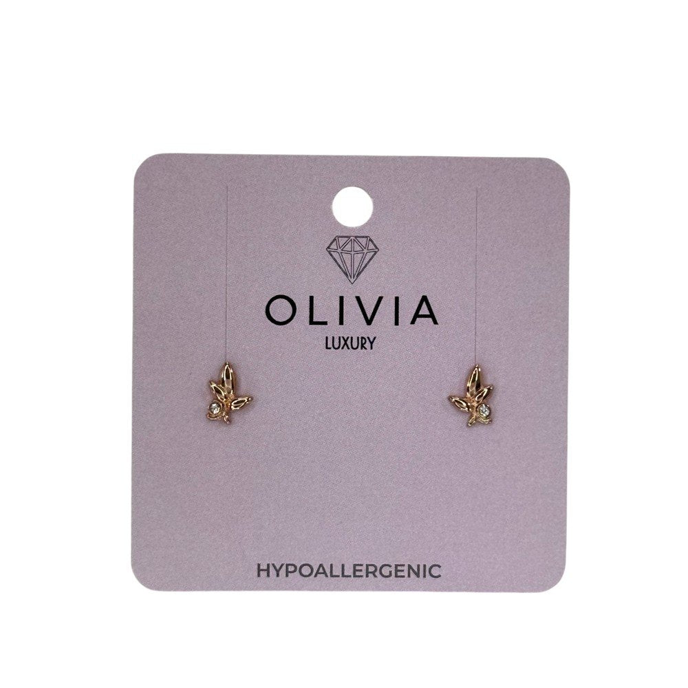 Pendientes Olivo Hipoalergénico Bañado en Oro Rosado 24 K Olivia Luxury Imagen principal del producto