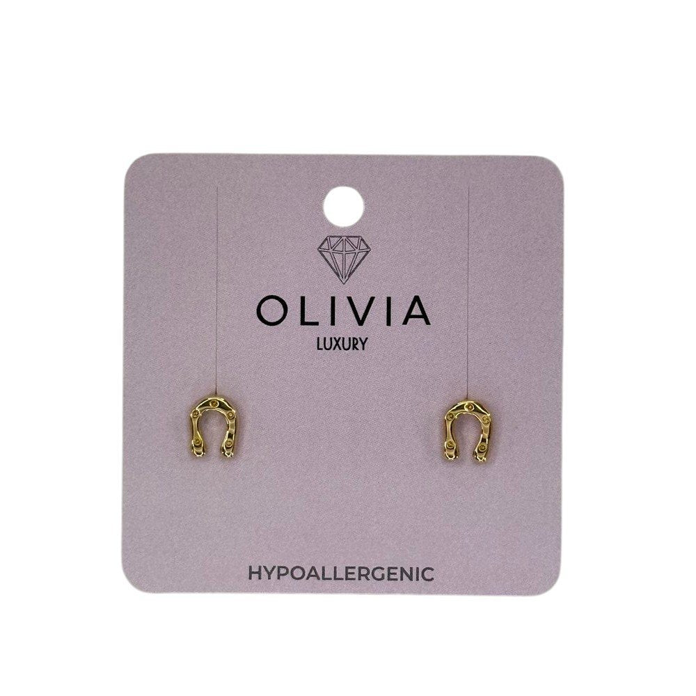 Pendientes Herradura Hipoalergenico Bañado en Oro 24 K Olivia Luxury