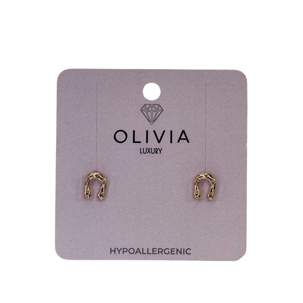 Pendientes Herradura Hipoalergénicos Bañados en Oro Rosado Olivia Luxury