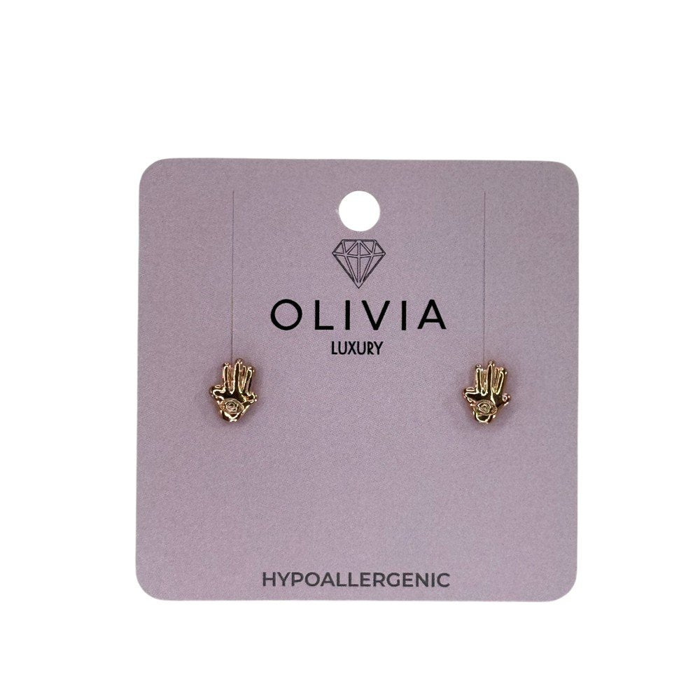 Pendientes Mano Hipoalergenico Bañado en Oro Rosado 24 K Olivia Luxury