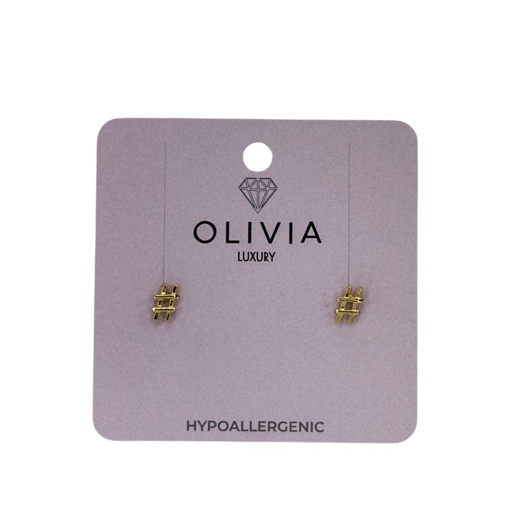Pendientes Hashtag Hipoalergénicos Bañados en Oro 24 K Olivia Luxury