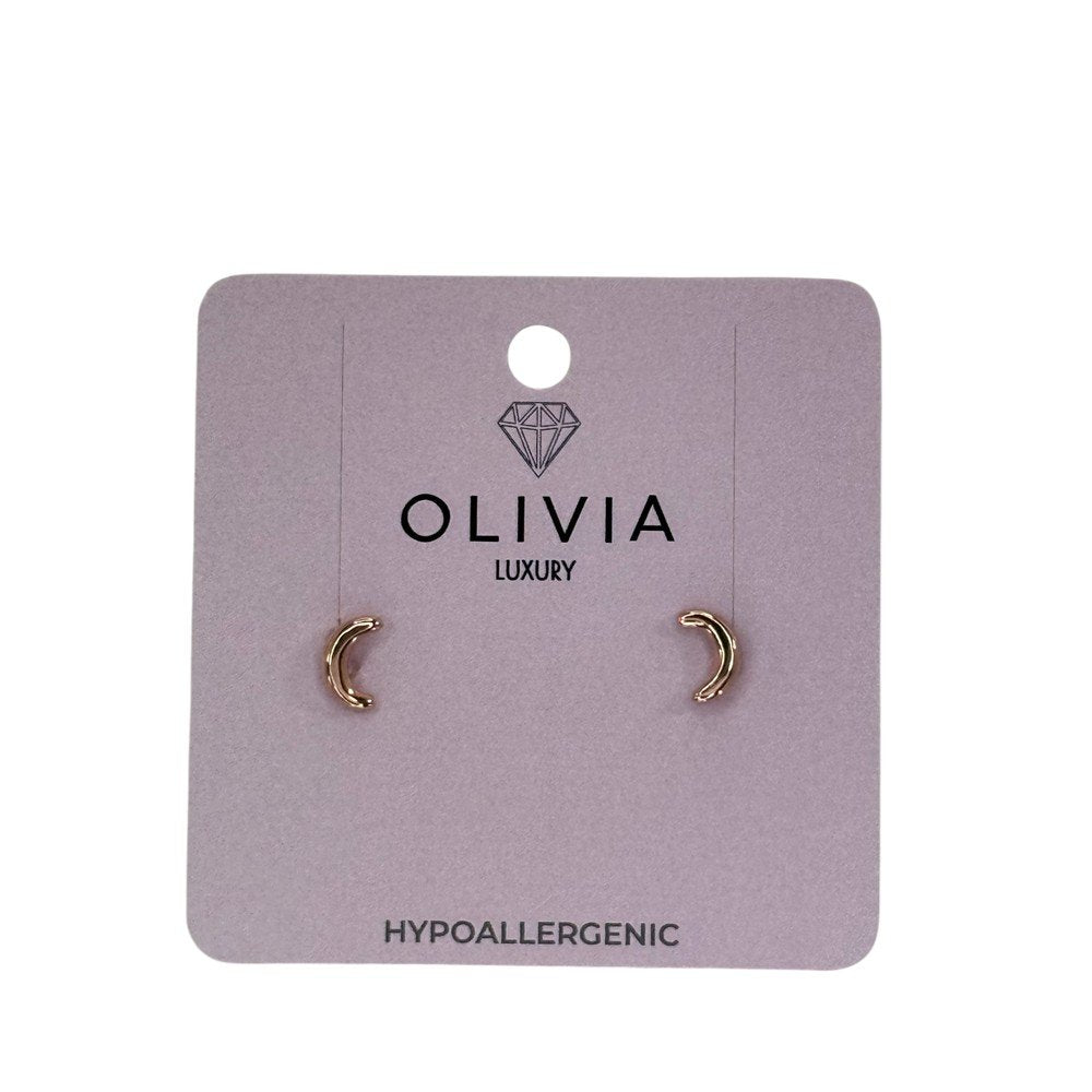 Pendientes Luna Hipoalergenico Bañado en Oro Rosado 24 K Olivia Luxury Imagen principal del producto
