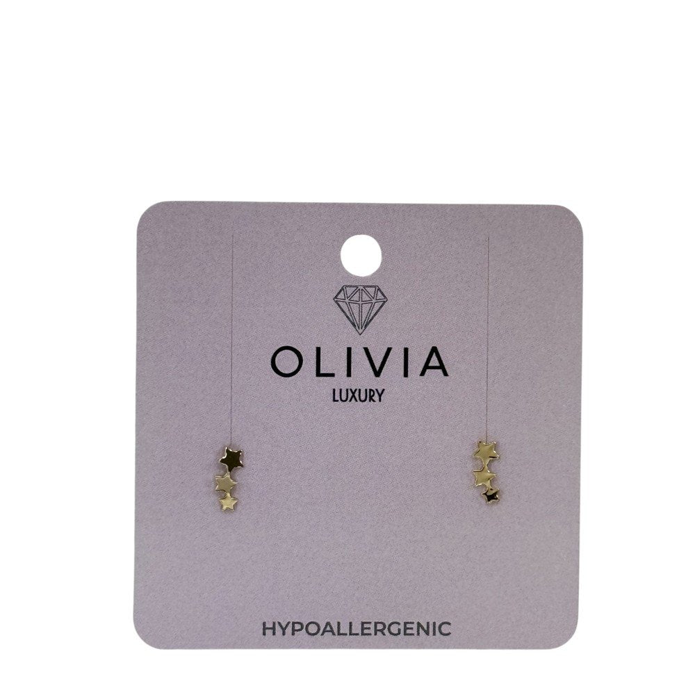 Pendientes Estrellas Hipoalergénicos Bañados en Oro 24 K Olivia Luxury