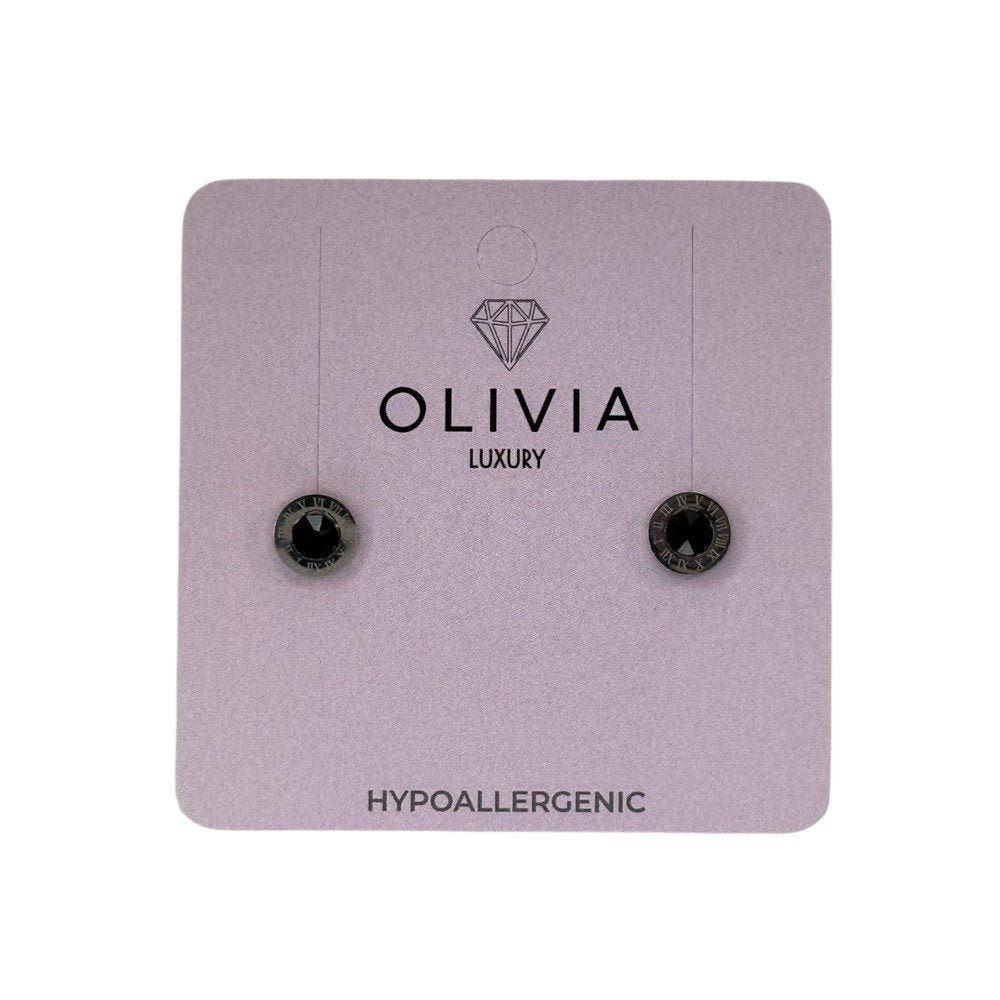 PENDIENTES RELOJ HIPOALERGENICOS RIVOLI BLACK | OLIVIA LUXURY | 1 UNIDAD | 8436589367722 Imagen principal del producto