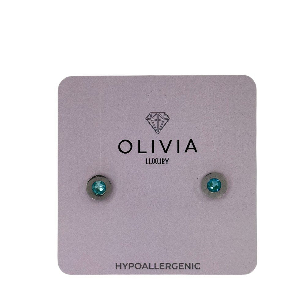 Pendientes reloj hipoalergénicos Rivoli turquesa Olivia Luxury