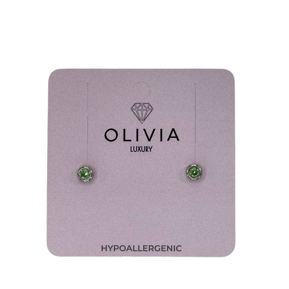 Pendientes Perla Cristal Hipoalergenicos Rivoli Peridot Olivia Luxury