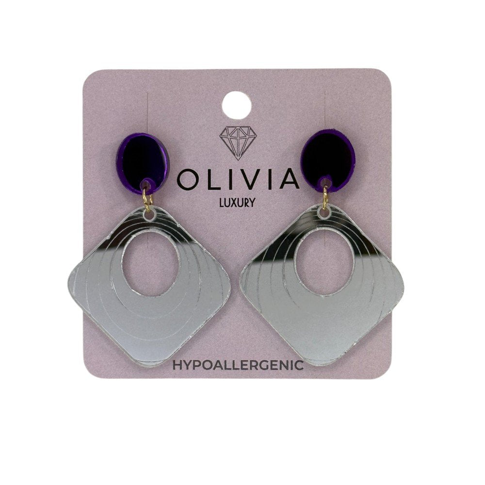 PENDIENTES PLEXI HIPOALERGENICO ESPEJOS PLATA | OLIVIA LUXURY | 1 UNIDAD | 8436589367784 Imagen principal del producto