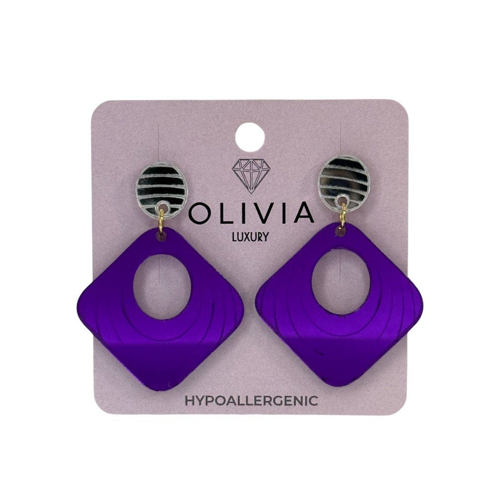 Pendientes plexi hipoalergénico Organic Purple Olivia Luxury
