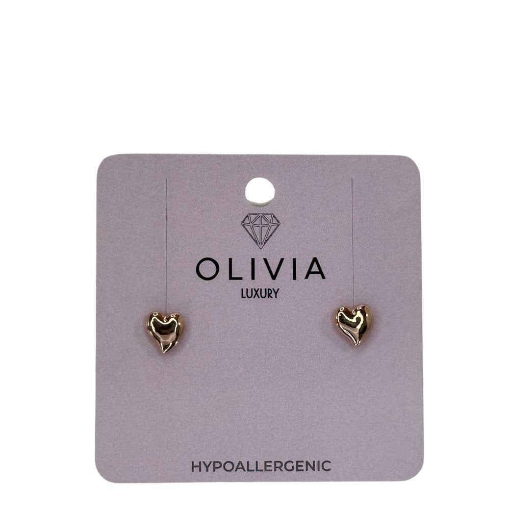 Pendientes corazón hipoalergénico bañados en oro rosa 24K Olivia Luxury