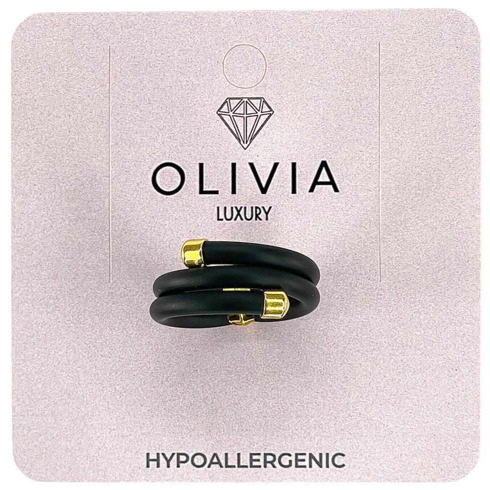 ANILLO STAR NEGRO ADAPTABLE TERMINACIONES BAÑADAS ORO 24K | OLIVIA LUXURY | 1 UNIDAD | 8436589369665 Imagen principal del producto