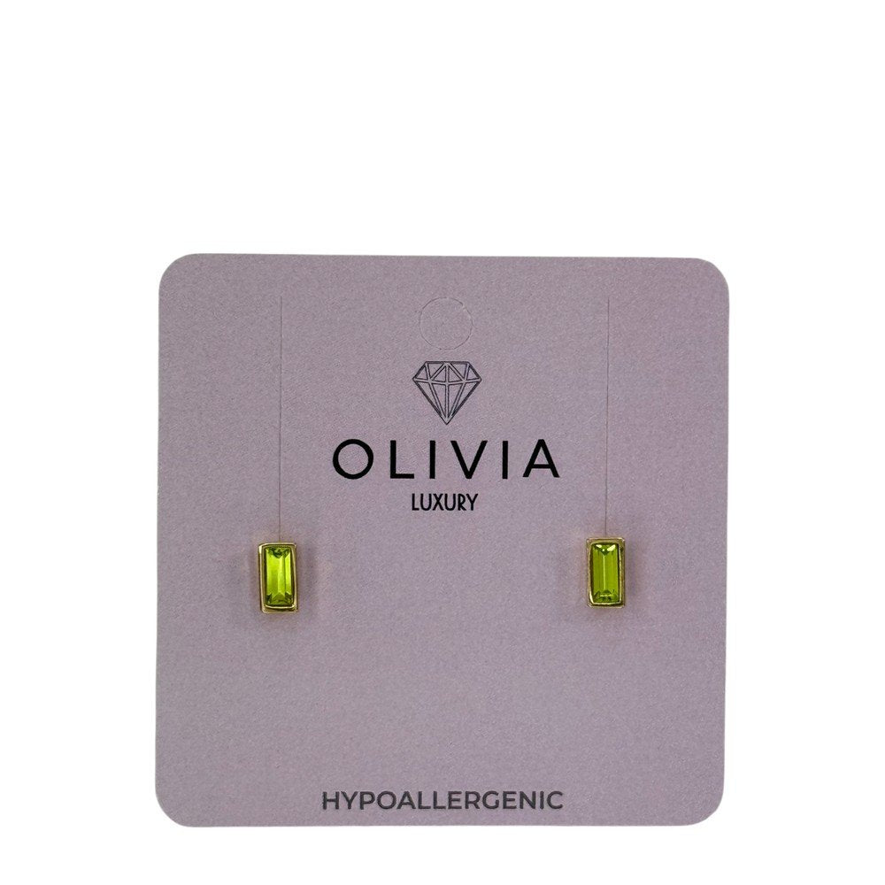 Pendientes Baguette Citrus Hipoalergénicos Bañados en Oro 24K Olivia Luxury