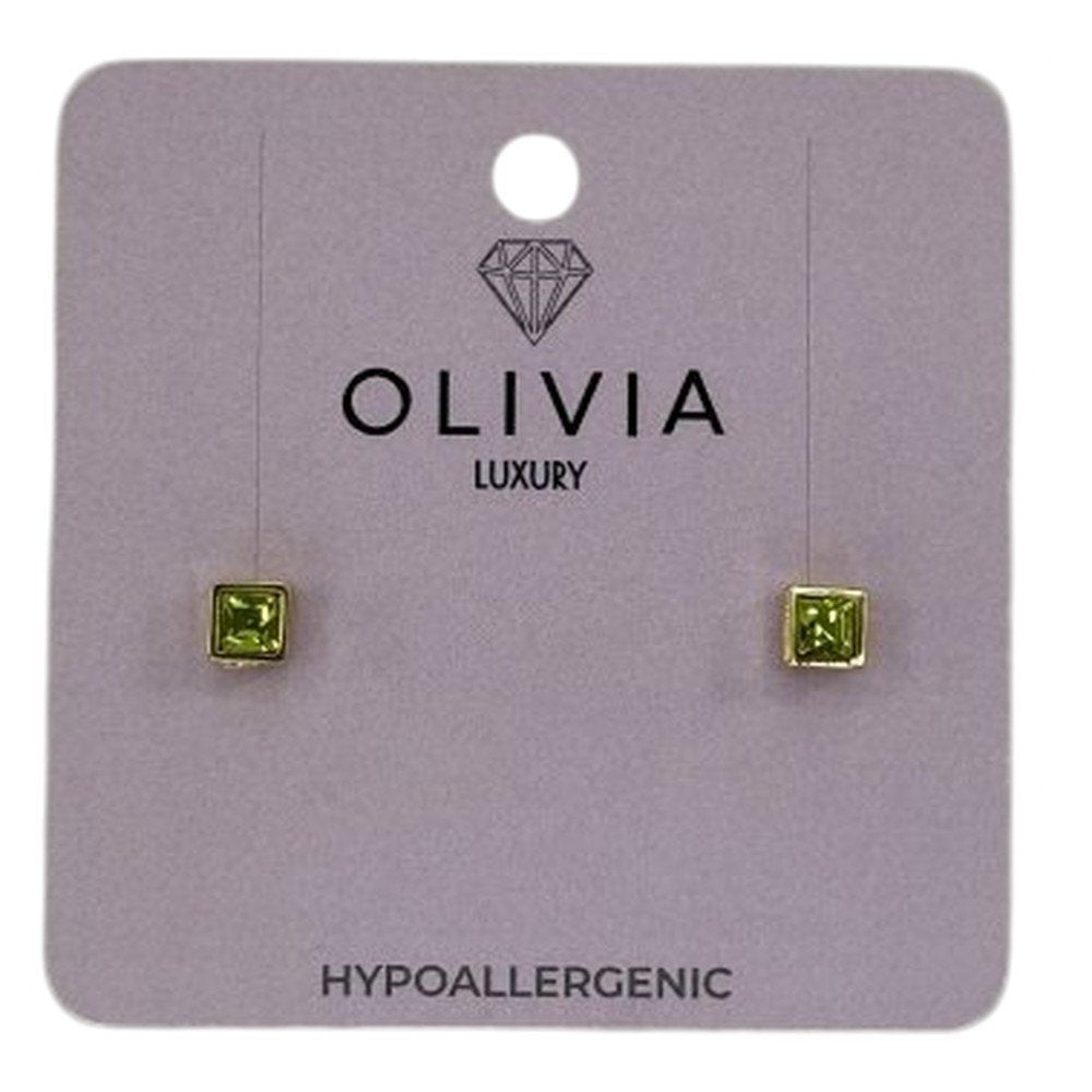 Pendientes Cuadrado Citrus Hipoalergenico Bañado en Oro 24K Olivia Luxury