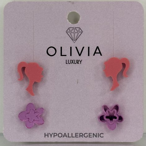 SET PENDIENTES PRINCESAS Y FLORES FUCHSIA HIPOALERGINICO | OLIVIA LUXURY | 1 UNIDAD | 8436589369795 Imagen principal del producto