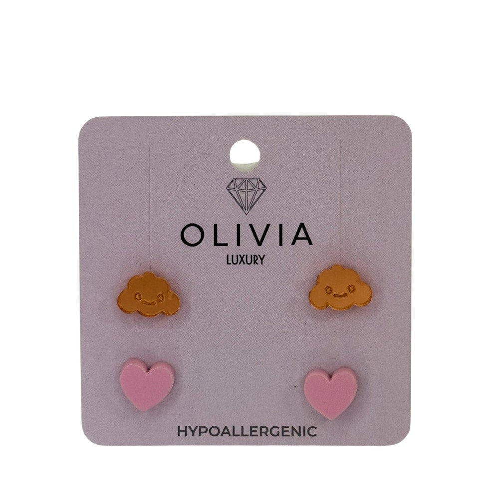 SET PENDIENTES NUBES Y CORAZONES HIPOALERGENICO | OLIVIA LUXURY | 1 UNIDAD | 8436589369801 Imagen principal del producto
