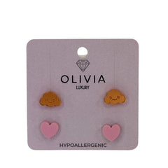 SET PENDIENTES NUBES Y CORAZONES HIPOALERGENICO | OLIVIA LUXURY | 1 UNIDAD | 8436589369801