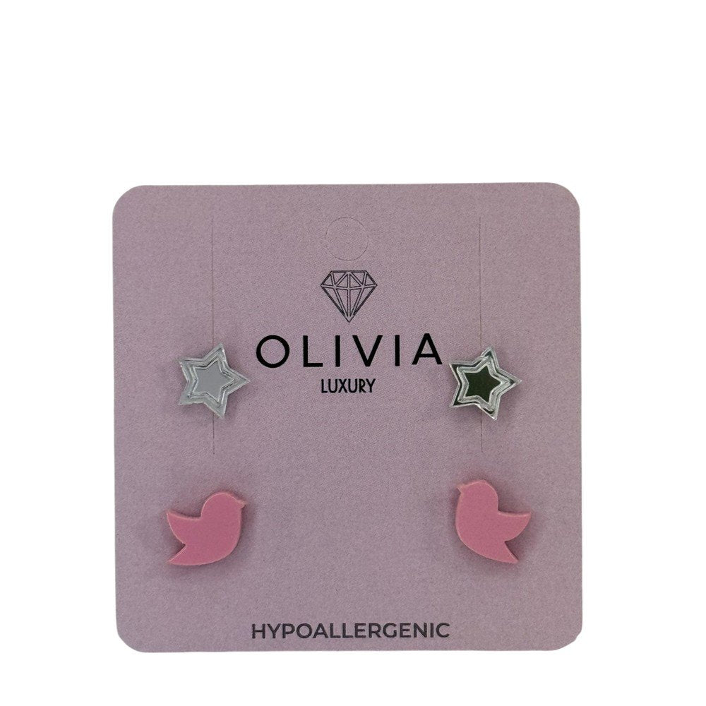 SET PENDIENTES ESTRELLAS Y PAJARITOS HIPOALERGENICO | OLIVIA LUXURY | 1 UNIDAD | 8436589369818 Imagen principal del producto