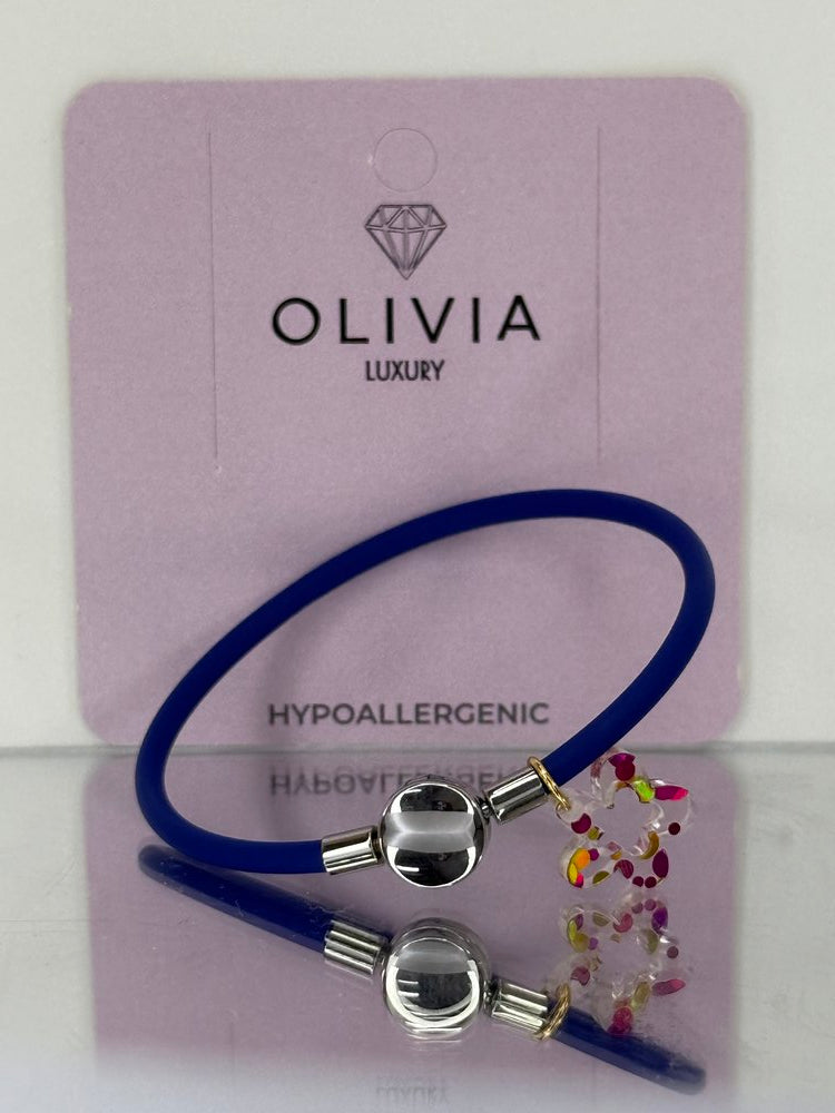 PULSERA FANTASY AZUL FLOWER ADAPTABLE CON CHARMS | OLIVIA LUXURY | 1 UNIDAD | 8436589369832 Imagen principal del producto