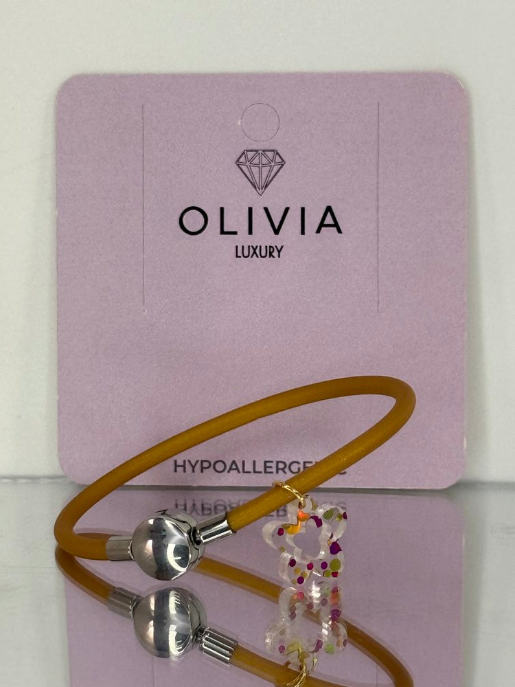 Pulsera Fantasy Ocre Flower Adaptable con Charms Olivia Luxury