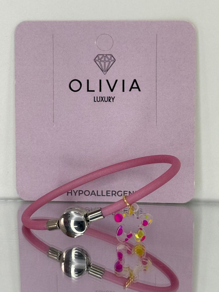 PULSERA FANTASY ROSA BRILLO FLOWER ADAPTABLE CON CHARMS | OLIVIA LUXURY | 1 UNIDAD | 8436589369856 Imagen principal del producto