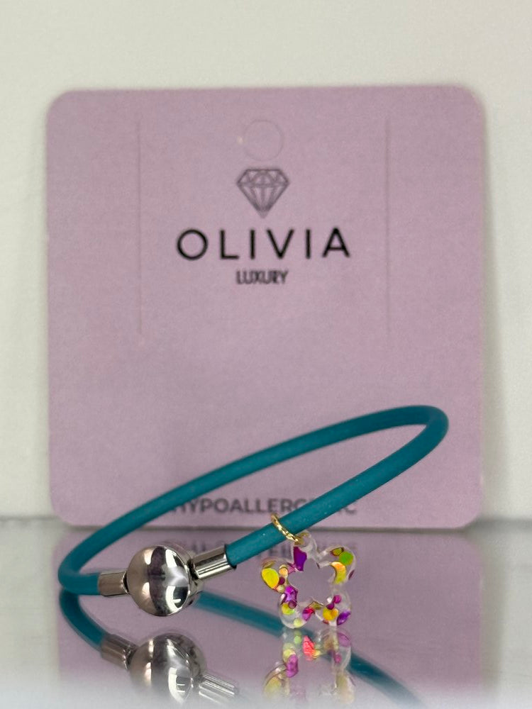 PULSERA FANTASY TURQUESA FLOWER ADAPTABLE CON CHARMS | OLIVIA LUXURY | 1 UNIDAD | 8436589369917 Imagen principal del producto