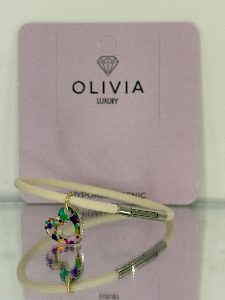 Pulsera Fantasy Blanca Corazón Adaptable con Charms Olivia Luxury