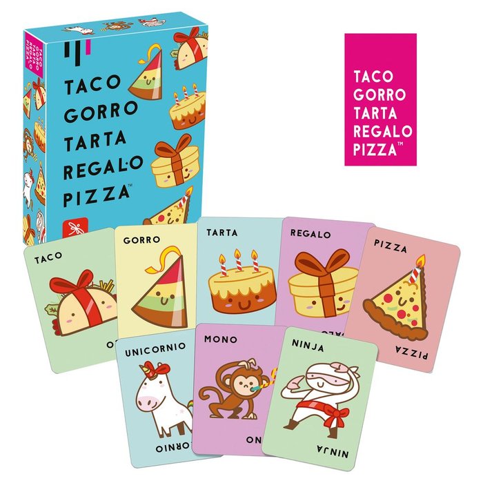 JUEGO DE CARTAS TACO, GORRO, TARTA, REGALO, PIZZA | LUDILO | 1 UNIDAD | 8436598031058 Imagen principal del producto