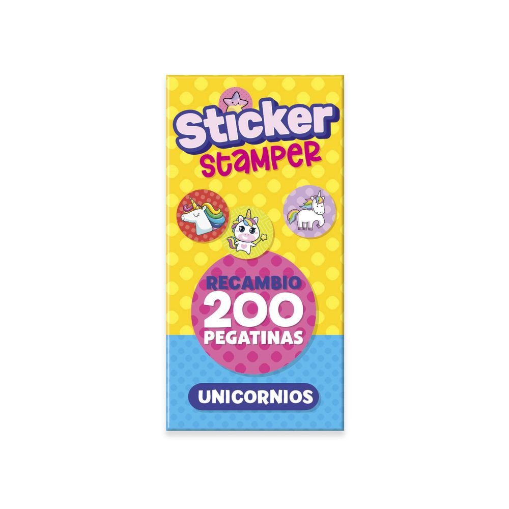 Recambio 200 Pegatinas Sticker Stamper Unicornios PLAY TIME IMAGILAND Imagen principal del producto