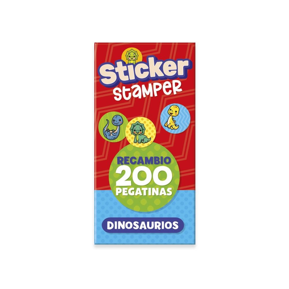 Recambio 200 Pegatinas Sticker Stamper Dinosaurios Marca Play Time Imagiland Imagen principal del producto