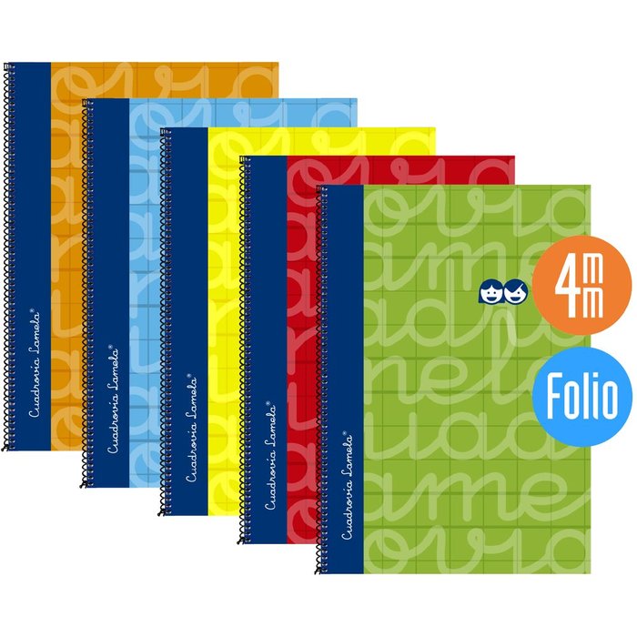 Bloc Espiral A4 Liso 90g | Lamela | Cartón | Formato A4 | Pack 5 Unidades