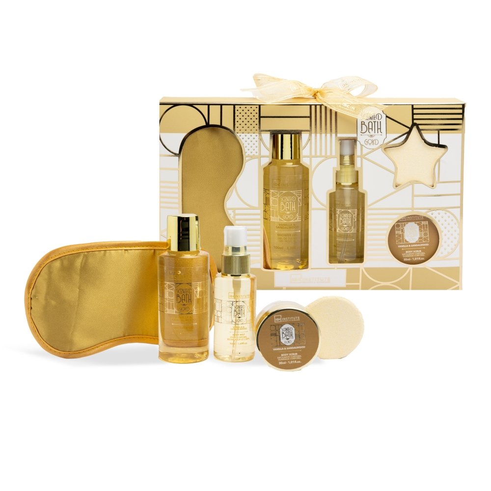 SET BAÑO PERFUMADO GOLD RELAX ESSENTIALS 4 PIEZAS | IDC INSTITUTE | 1 UNIDAD | 8436616358389 Imagen principal del producto