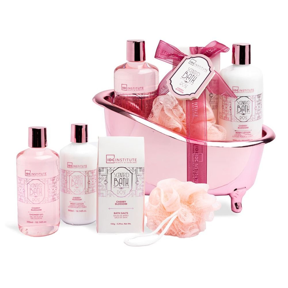 SET BAÑO BAÑERA CON PERFUME DE ROSA 4 PIEZAS | IDC INSTITUTE | 1 UNIDAD | 8436616358808 Imagen principal del producto